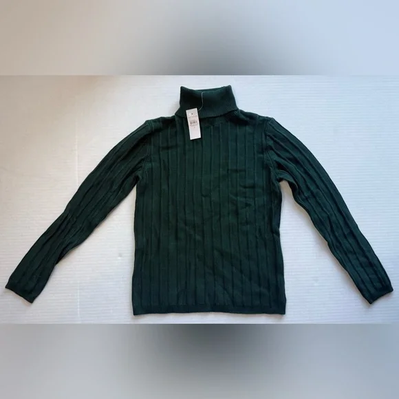 NWT Ann Taylor Ribbed Turtleneck Sweater Pine Grove Green Size S - Picture 2 of 14